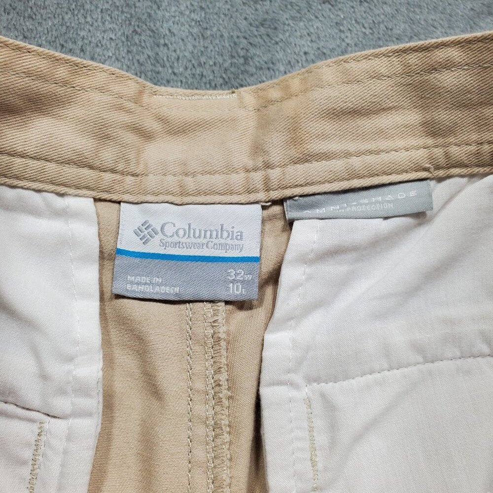 Columbia Omni-Shade Sun Protection Chino Shorts Khaki Cargo 6 Pockets Men Sz 32 - Picture 3 of 13